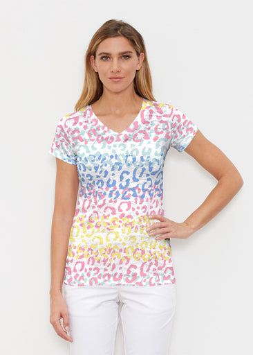 Leopard Ombre Rainbow (7899) ~ Signature Cap Sleeve V-Neck Shirt