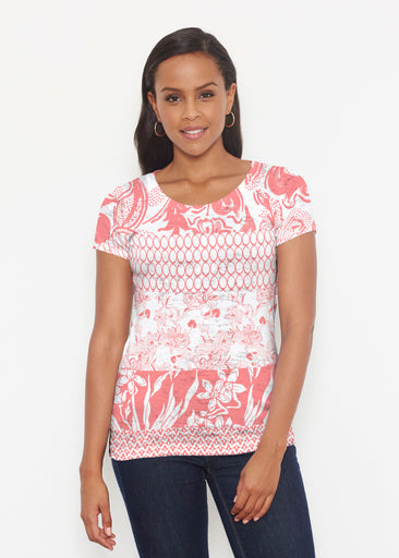 Patchwork Coral (7900) ~ Short Sleeve Scoop Shirt