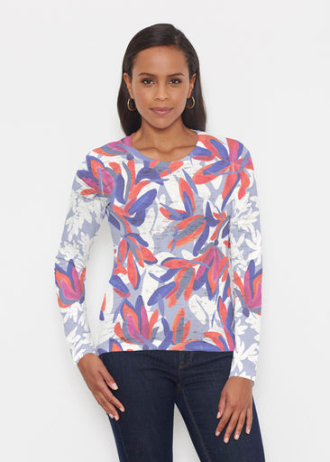 Colorful Palm Blue (7901) ~ Signature Long Sleeve Crew Shirt