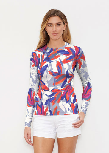 Colorful Palm Blue (7901) ~ Long Sleeve Rash Guard