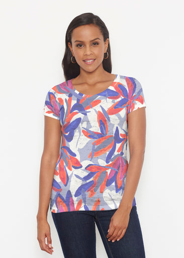 Colorful Palm Blue (7901) ~ Short Sleeve Scoop Shirt