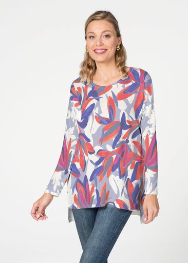 Colorful Palm Blue (7901) ~ Slouchy Butterknit Top