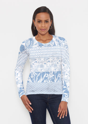 Patchwork Blue (7902) ~ Signature Long Sleeve Crew Shirt