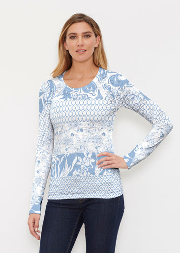 Patchwork Blue (7902) ~ Thermal Long Sleeve Crew Shirt