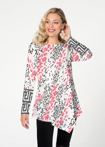 Greek Cat Pink (7903) ~ Asymmetrical French Terry Tunic