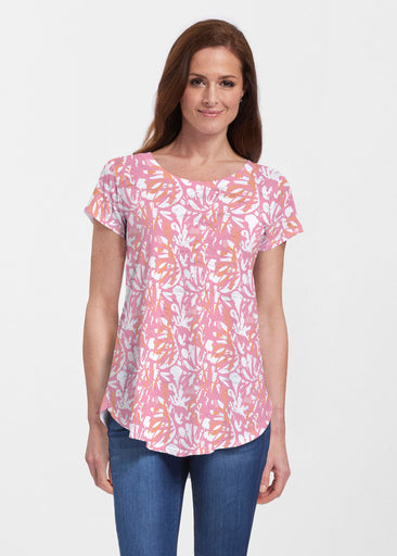 Camouflage Dots Pink (7912) ~ Short Sleeve Scoop Neck Flowy Tunic