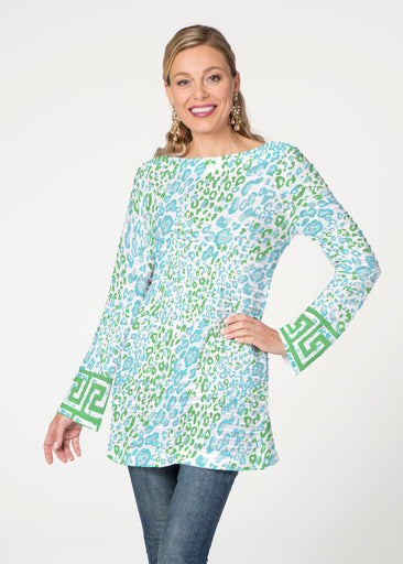 Greek Cat Green (7913) ~ Banded Boatneck Tunic