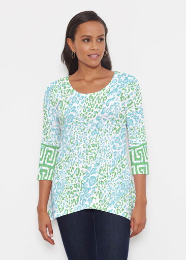 Greek Cat Green (7913) ~ Katherine Hi-Lo Thermal Tunic