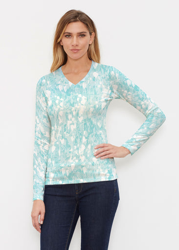 Shadow Aqua (7914) ~ Butterknit Long Sleeve V-Neck Top