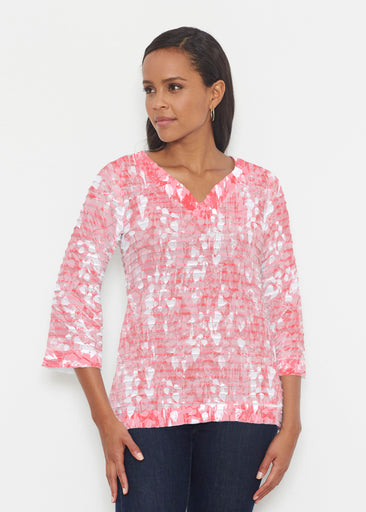 Shadow Coral (7915) ~ Banded 3/4 Bell-Sleeve V-Neck Tunic