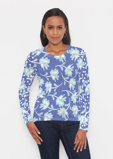 Polka Dot Floral Navy (7916) ~ Signature Long Sleeve Crew Shirt