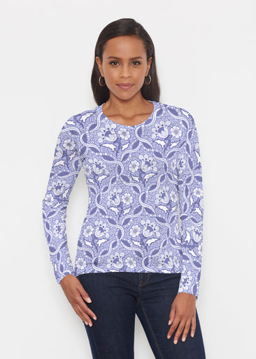 Braided Flower Navy (7917) ~ Signature Long Sleeve Crew Shirt