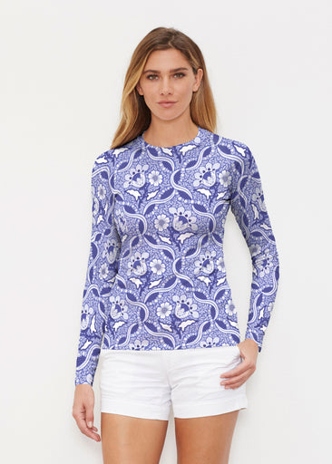 Braided Flower Navy (7917) ~ Long Sleeve Rash Guard