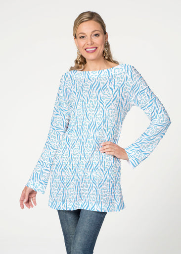 Wild Duo Aqua (7919) ~ Banded Boatneck Tunic