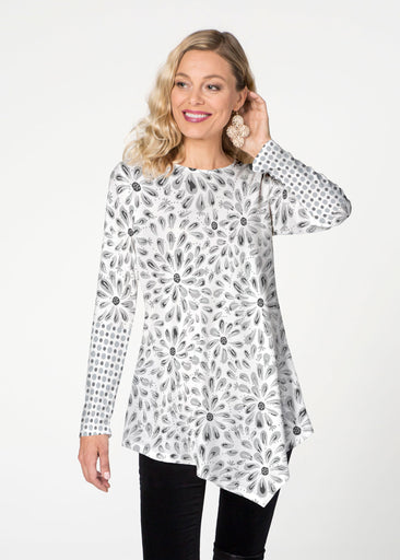 Splashy Dots Black (7921) ~ Asymmetrical French Terry Tunic