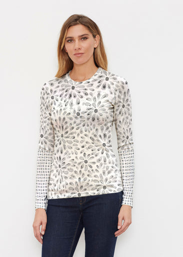 Splashy Dots Black (7921) ~ Butterknit Long Sleeve Crew Top