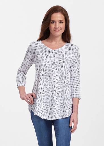 Splashy Dots Black (7921) ~ V-neck Flowy Tunic