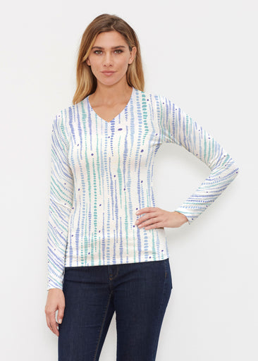 Pebble Dots (7922) ~ Butterknit Long Sleeve V-Neck Top