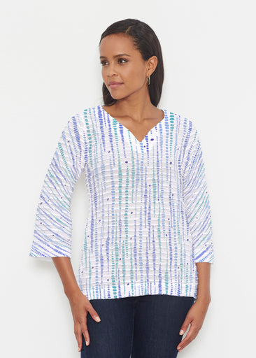 Pebble Dots (7922) ~ Banded 3/4 Bell-Sleeve V-Neck Tunic