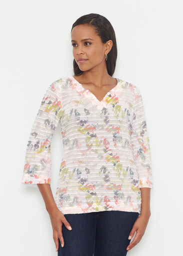 Painters Palette (7928) ~ Banded 3/4 Bell-Sleeve V-Neck Tunic