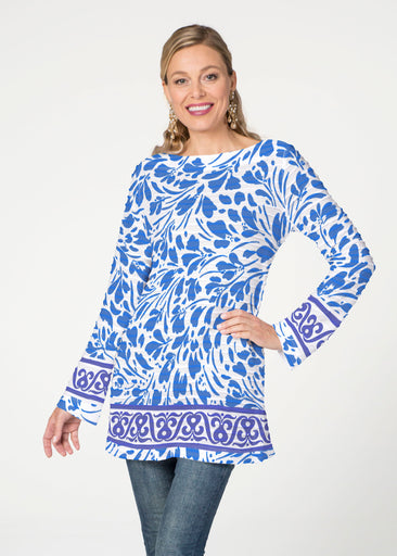 Ditsy Royal (7930) ~ Banded Boatneck Tunic