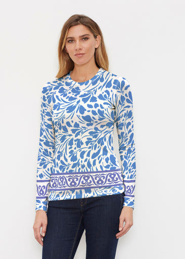 Ditsy Royal (7930) ~ Butterknit Long Sleeve Crew Top