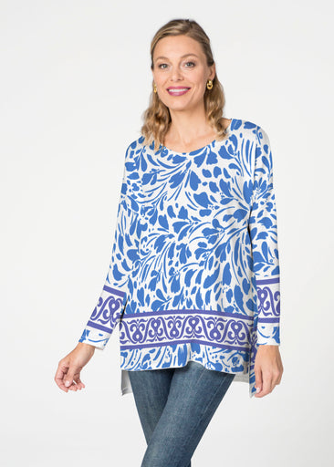 Ditsy Royal (7930) ~ Slouchy Butterknit Top