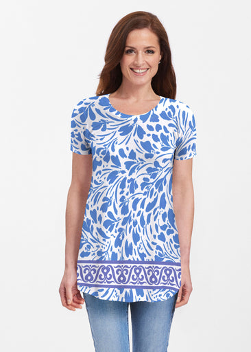 Ditsy Royal (7930) ~ Short Sleeve Butterknit tunic