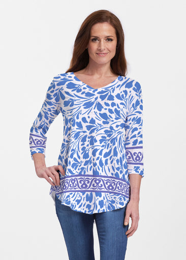 Ditsy Royal (7930) ~ V-neck Flowy Tunic