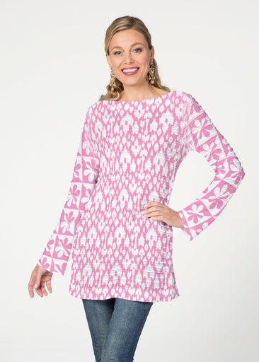 Cosmo Ikat (7933) ~ Banded Boatneck Tunic