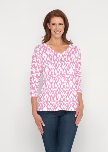 Cosmo Ikat (7933) ~ Signature 3/4 Sleeve V-Neck Top