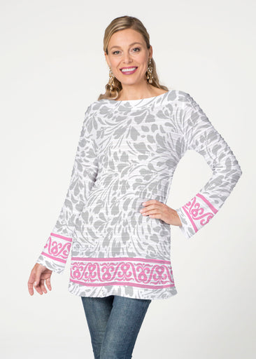 Ditsy Grey (7936) ~ Banded Boatneck Tunic