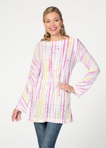 Pebble Dots Pink (7938) ~ Banded Boatneck Tunic