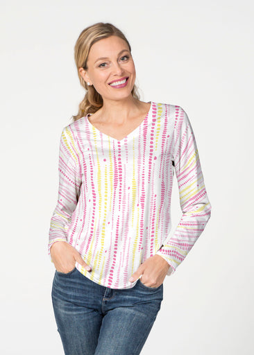 Pebble Dots Pink (7938) ~ French Terry V-neck Top