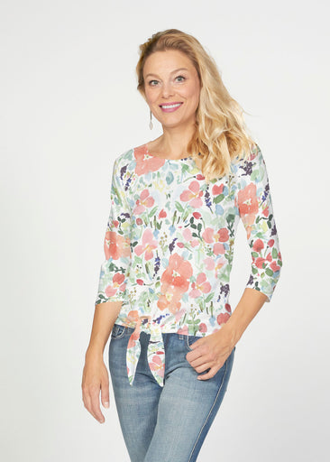 Summer Dreams (7939) ~ French Terry Tie 3/4 Sleeve Top