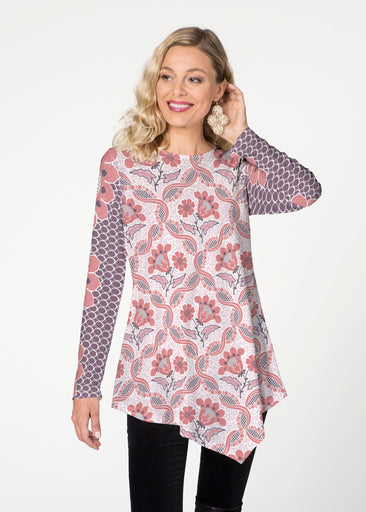 Lattice Floral (7959) ~ Asymmetrical French Terry Tunic