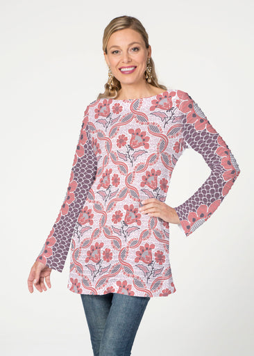 Lattice Floral (7959) ~ Banded Boatneck Tunic