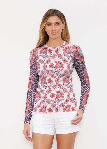 Lattice Floral (7959) ~ Long Sleeve Rash Guard