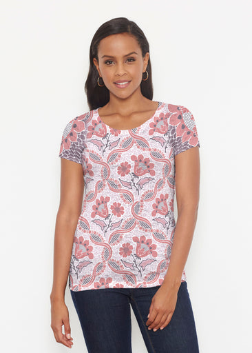 Lattice Floral (7959) ~ Short Sleeve Scoop Shirt