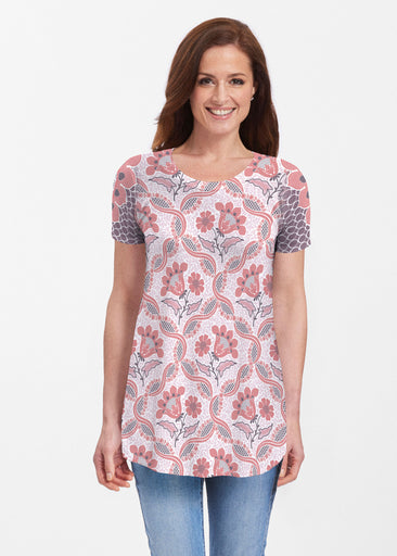 Lattice Floral (7959) ~ Short Sleeve Butterknit tunic
