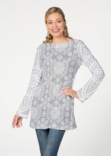 Etched Mod Grey (7964) ~ Banded Boatneck Tunic