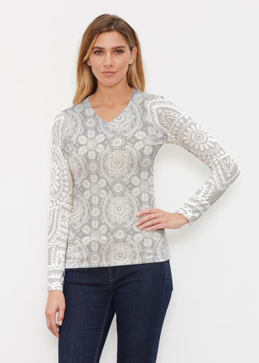 Etched Mod Grey (7964) ~ Butterknit Long Sleeve V-Neck Top