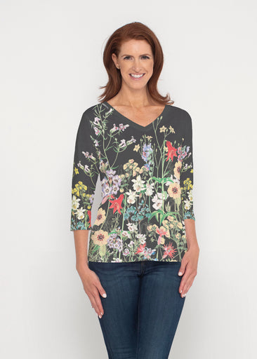 Prairie Black (7971) ~ Signature 3/4 Sleeve V-Neck Top