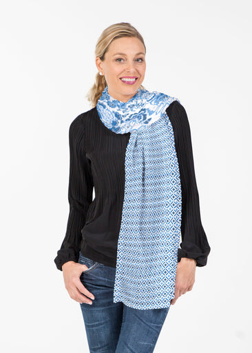 Floral Crossing Geo (7973) ~ Banded Scarf