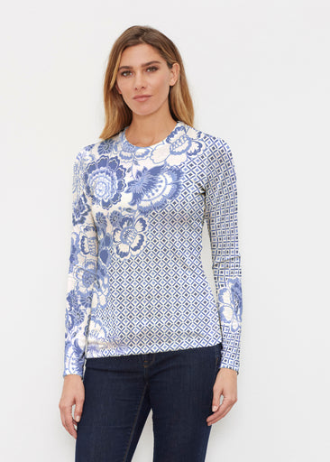 Floral Crossing Geo (7973) ~ Butterknit Long Sleeve Crew Top