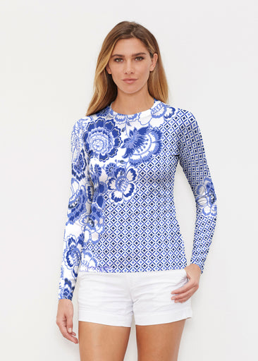 Floral Crossing Geo (7973) ~ Long Sleeve Rash Guard