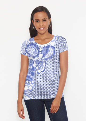Floral Crossing Geo (7973) ~ Short Sleeve Scoop Shirt