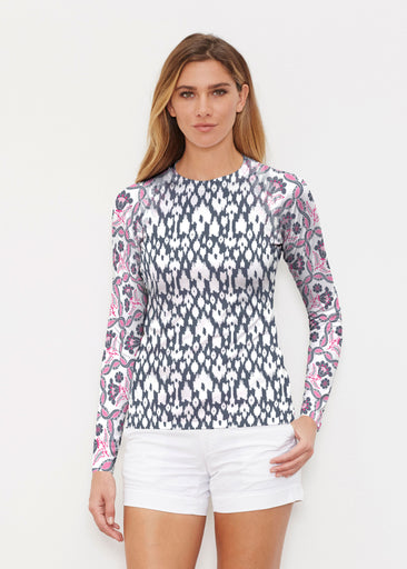 Ikat Lattice Pink (7975) ~ Long Sleeve Rash Guard