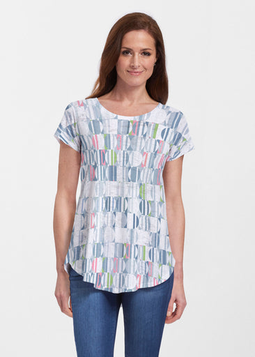 Around We Go (8012) ~ Short Sleeve Scoop Neck Flowy Tunic