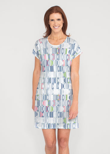 Around We Go (8012) ~ French Terry Short Sleeve Crew Dress